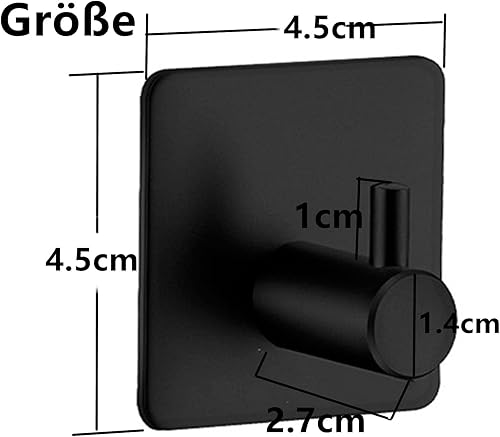 lumfork Handtuchhaken 6 Stück Haken Selbstklebend, Wandhaken Klebehaken Ohne Bohren aus Edelstahl, Ideal für Badzimmer Toilette Küche Büro(Schwarz) - Cheap-Us