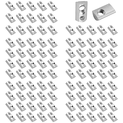 GETLITOOL 100x Nutensteine mit Zentrierung Kugel M8, Aluprofil 4040 Nut 8 Hammermutter, einschwenkbar Nutmuttern mit Kugel schwer Typ I, Stahl verzinkt für Euro-Standard 4040 4080 Aluminium Profilen - Cheap-Us