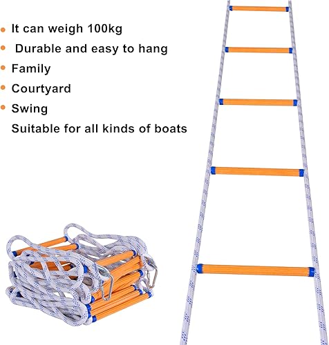 LZ.MZXU Strickleiter Feuerfeste Rettungsleiter, 5M Feuerleiter Strickleiter Notleiter Mehrzweckleiter Notfallsicherheit Tragbar Klettern Rettung Seilleiter für Fenster und Balkon(10mm) - Cheap-Us