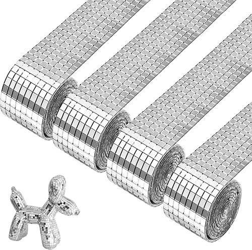 DECARETA 4 Rollen 6400 Stück Mini Spiegel Mosaik Selbstklebend Mini Mosaik Spiegelfliesen Mini Spiegelmosaiksteine Selbstklebend Spiegel Mosaikfliesen Aufkleber 5 x 5 mm Glas für KTV Hause DIY - Cheap-Us