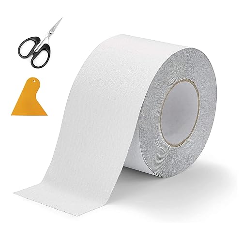 Esoes 3 in 1 Antirutsch Klebeband, 10cm*10m Antirutschband Selbstklebend mit Scheren Spachtel, Wasserdicht Treppenstufen Antirutsch, Treppe Rutschstopp für Stufen, Rampen, Badewanne (Transparent) - Cheap-Us