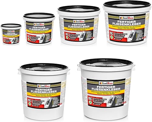 Isolbau Fertig-Fliesenkleber - 5 kg Eimer Dispersionskleber für Fliesen auf Wand & Boden im Innen- & Außenbereich - Cheap-Us