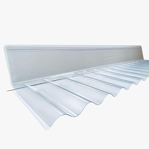 WANDANSCHLUSS FÜR LICHTPLATTEN - Profil Sinus (Welle) 76/18 - PVC, Polycarbonat oder Acryl - Breite 1100, Profilseite 250, Glatte Seite 130 - Glasklar (PVC) - Cheap-Us