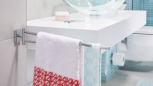 tesa KLAAM Handtuchring, verchromt - Handtuchhalter-Ring oval - zur Wandbefestigung ohne Bohren, inkl. Klebelösung - 185 mm x 200 mm x 47 mm - Cheap-Us