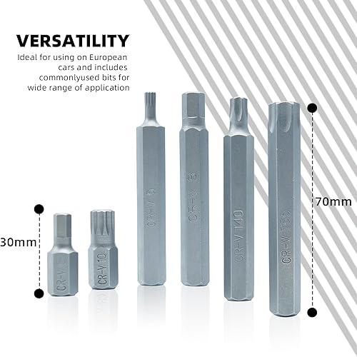 CCLIFE Torx Vielzahn Bit Nuss Satz XZN Innen Vielzahn Sechskant Steckschlüsselsatz und CR-V Bit Set, T20-T55 M5-M12 H4-H12, 40tlg - Cheap-Us