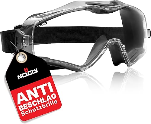 NoCry Schutzbrille für Brillenträger - Arbeitsschutzbrille kratzfest und beschlagfrei mit durchsichtigen Panorama Gläsern, ANSI Z87.1 zertifizierte Sicherheitsbrille - Cheap-Us