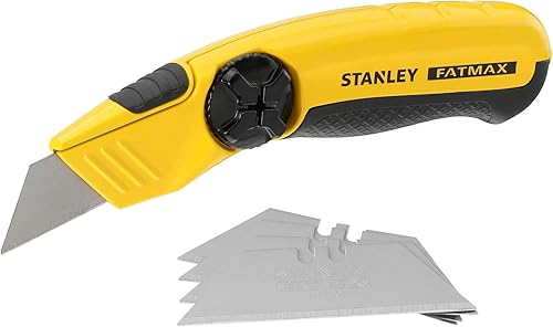 Stanley Fatmax Messer 0-10-780 (mit feststehender Klinge, 170 mm Länge, robustes Zinkdruckgehäuse mit patentierter InterLock-Verbindung, mit magnetischer Spitze, Ersatzklingen im Griff verstaubar) - Cheap-Us