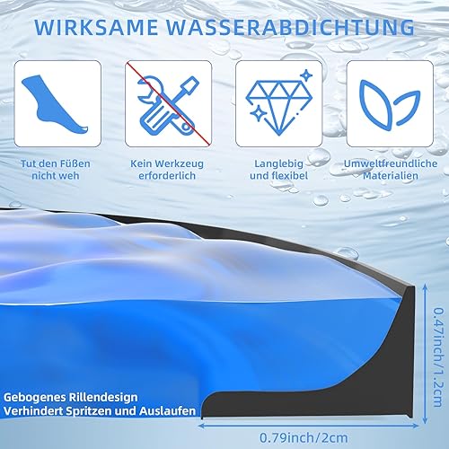 2M Schwallschutzleiste Dusche Selbstklebend,Silikon Wasserstopper Dusche Schwallschutz,Schwallschutzleiste FüR Dusche,Duschdichtung Wassersperre Duschleiste Boden FüR Bad Und KüChe (Weiß) - Cheap-Us