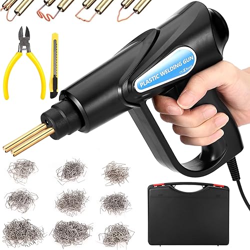 70W kunststoff Schweißen Maschine, Auto Stoßstange Reparatur Set, Heißhefter mit 800PCS Schweißnagel, Flach/Außenecke/Innenecke/Wellenklammern, Kunststoff Schweißgerät für Reparatur Auto Stoßstange - Cheap-Us