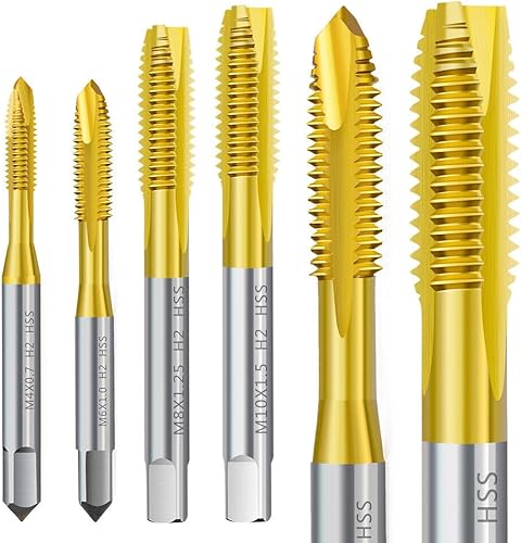 BALUGAEA Gewindebohrer 2 Stück Gewindeschneider M4*0,7 Maschinengewindebohrer HSS Titan Metrisch Gewindeschneider Rechts Gewindeschneid Maschinen Gewinde Bohrer Kann auch als Handgewindebohrer - Cheap-Us