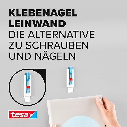 tesa Klebenagel Tapeten & Putz 1kg im 3er Pack - höhenverstellbar - selbstklebender Nagel - ideal für Leinwand & Keilrahmen - hält bis 1kg/Nagel - spurlos ablösbar - Cheap-Us