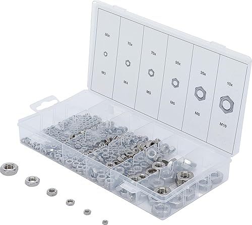 BGS 74249 | Sechskant-Muttern-Sortiment | Edelstahl | 300-tlg. - Cheap-Us