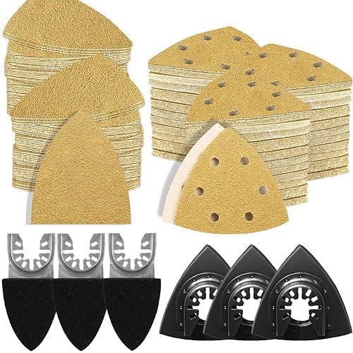 196PCS Schleifpapier Set 93mm für Delta-Schleifererhältlich in verschiedenen Körnungen ideal für enge Bereiche Hartholz Wandoberflächen Entrosten und 7 Deltaschleif - Cheap-Us