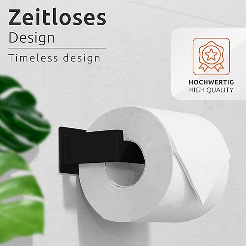ECENCE Toilettenpapierhalter ohne Bohren selbstklebend Edelstahl 304 in Chrom Klopapierhalter Rollenhalter für Badezimmer, eckiges Design - Cheap-Us