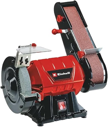 Einhell Stand-Bandschleifer TC-US 350 (350 Watt, Schleifband-/Schleifscheibenfunktion, Schutzhaube, Funkenschutzglas, inkl. Grobschleifscheibe + Schleifband) Kabelgebunden - Cheap-Us