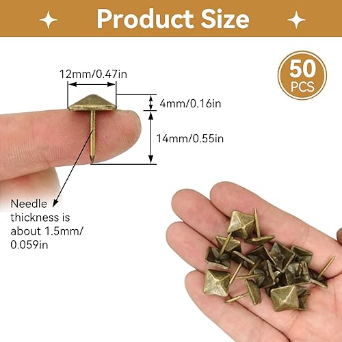 50 Stück Quadratischen Kopf Antike Stifte, Polsternägel, Polster Reißzwecken, Vintage-Möbelnägel, Dekorative Nägel Für Sofa, Tür, Sofa, Holzkiste, DIY-Projekte, Etc. (12mm) - Cheap-Us