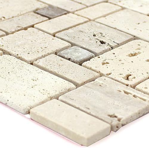 Naturstein Travertin Mosaikfliesen Lorenzo Beige Selbstklebend Bad Bordüre Wand - Cheap-Us