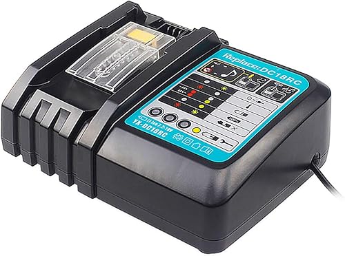 QUPERR lithium_ion - DC18RC Schnellladegerät Kompatibel mit Makita 14,4 V-18 V Li-Ion Ersatzakku BL1815 BL1830 BL1840 BL1850 BL1860 BL1890 BL1415 BL1430 BL1440, Schwarz - Cheap-Us