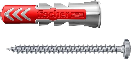 fischer DuoPower 10 x 80 S, Universaldübel mit Sicherheitsschraube, 2-Komponenten-Dübel, Kunststoffdübel zur Befestigung in Beton, Ziegeln, Stein, Gipskarton uvm., 10 Dübel + 10 Schrauben - Cheap-Us