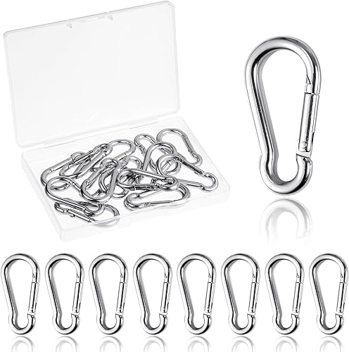 15er Set Karabiner Edelstahl, 40x4 mm Karabinerhaken Karabiner Schlüsselanhänger Carabiner mit Schnappverschluss für Rucksack Gürtel Hundeleine Camping Wandern Reisen - Cheap-Us