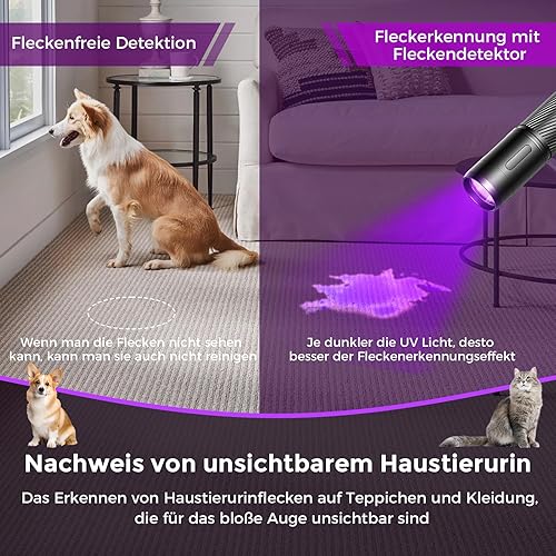 GEARLITE Wiederaufladbar LED UV Schwarzlicht Taschenlampe, Leicht Mini UV Lampe Ultraviolettes Licht mit 395nm Robust Wasserfest für Bernsteinsuche Geocaching Heimtierurindetektoren Unechte Banknoten - Cheap-Us