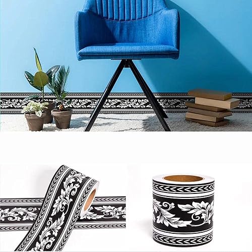 BordüRe Selbstklebend Kinderzimmer Tapeten Wohnzimmer Wanddeko Badezimmer 3d Fliesenaufkleber Wandleisten Hellblaues Muster 12 X 500cm - Cheap-Us