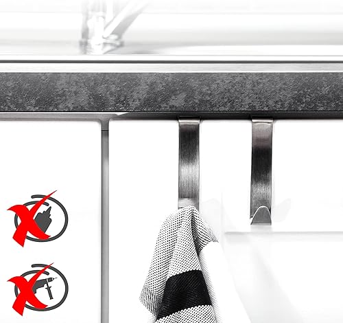 COM-FOUR® 4x Türhaken aus Edelstahl - Kleider-Haken mit Schaumstoff-Schutz - Garderobenhaken für Schranktür und Zimmertür - Aufhängung für Tür-Deko, Jacken, Taschen (04 Stück - Edelstahl - gepolstert) - Cheap-Us