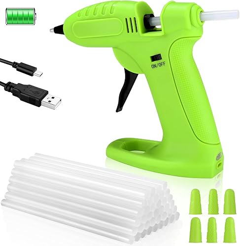 Heißklebepistole, Akku Klebepistole Kabellos - Heissklebepistole Kabellos Mini mit 40 Klebesticks 7mm & 6 Silikon Fingerhülse für Schule DIY Kunst Kinder Kleine Handwerk Schnelle Reparaturen - Cheap-Us