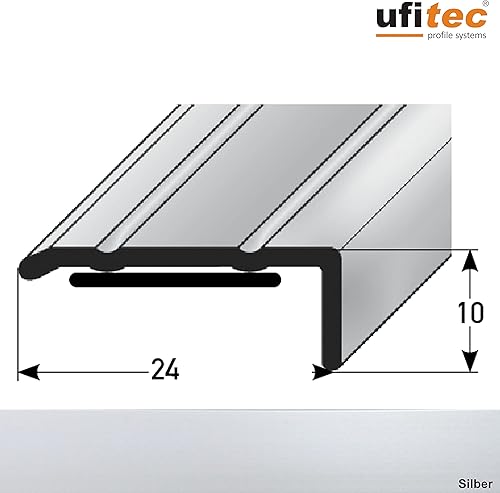 ufitec® Alu Winkelprofil 30x25 mm mit Rillen selbstklebend, Treppen Kanten & Stufen Winkel Schutzprofil (30 x 25 mm | 195 cm Länge, Gold Hell) - Cheap-Us