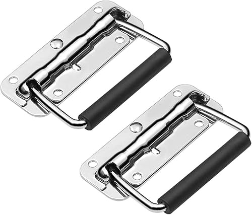 Gobesty 2 Stück klappgriff, Hardware Boxen Gefedert kistengriff, Silber Griffe Griff Tragegriff für Toolbox Tür (110mm) - Cheap-Us