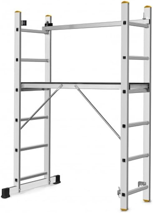 FORTENA Leitergerüst 114x33cm 2x6 Sprossen Basic Arbeitgerüst Multifunktionsleiter Mehrzweckleiter Silver Alu - Cheap-Us