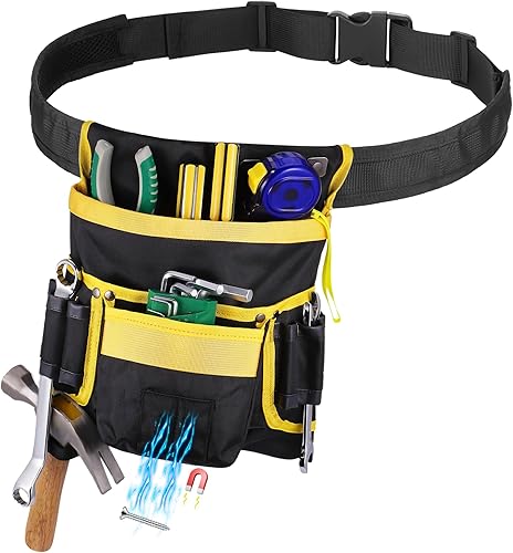 Zocipro Werkzeuggürtel, Handwerker Gürtel, Werkzeugtasche gürtel mit 13 Taschen,Magnetische Werkzeugtasche für Männer,Abnehmbare und Verstellbare Werkzeugtasche für Elektriker,Schreiner,Bauarbeiter - Cheap-Us