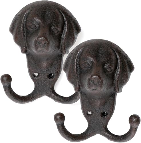 Novaliv 2x Gusseiserne Haken Hundekopf 10x6x12,5 cm einfache Montage stabil sicher ideal für Wand- und Decken-Dekoration Garderobe Vintage Stil robust langlebig und elegant perfekte Dekoration - Cheap-Us