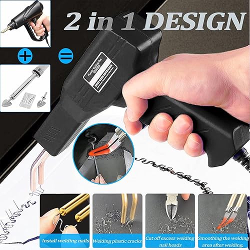 220W Kunststoff Schweißgerät, 2-in-1 kunststoff Schweißen Maschine mit 800PCS Schweißnägel (6-Modelle), Auto Stoßstange Reparatur Set mit 56pcs Schweißstäbe, benutzt für Kunststoff schweißen(schwarz) - Cheap-Us