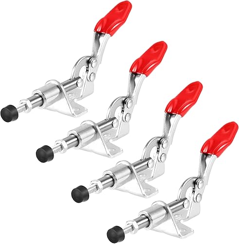 4 Stück Kniehebelspanner, Kniehebelklemme Push Pull Action Handwerkzeug, Waagrechtspanner, Anti-Rutsch Vertikale Clamp, Schnellspannwerkzeug, für Maschinenbetrieb, Zimmerei, Schweißen - Cheap-Us