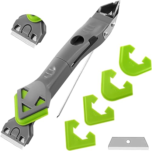 Silikonentferner Werkzeug Set, 7 IN 1 Silikonfugenentferner zur Entfernung alter und Verarbeitung, Silikonentferner mit Silikonfugen Abzieher Fugenglätter Silikonschaber Fugenmesser Wechselbar Klinge - Cheap-Us