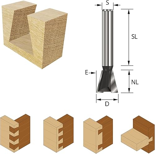 ENT 15964 Gratfräser HW, Schaft (S) 8 mm, Durchmesser (D) 12,7 mm, NL 12,7 mm, E 14°, SL 32 mm, ohne Vorschneider - Cheap-Us