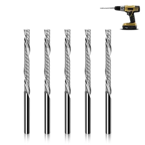 Hartmetall Schaftfräser, Kompressions CNC Spiralfräser , 5 stücke CNC Spiralfräser, 3,175x3,175x32x55mm Einflöte Schaftfräser Spiralfräser CNC Hochgeschwindigkeitsstahlfräser für das Schneiden - Cheap-Us