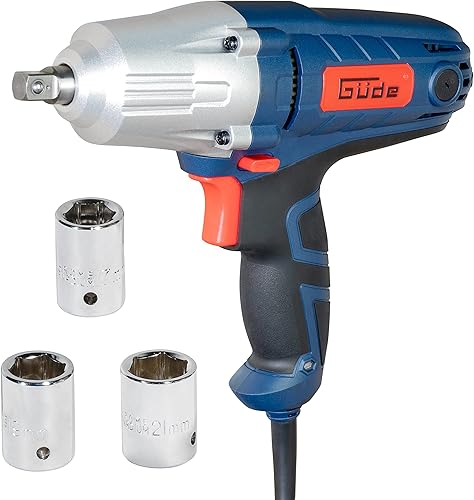 Güde Schlagschrauber ESS 350 (450 W, GS-geprüft, Drehmoment 350 Nm, Rechts-/Linkslauf, 3200 1/min, 1/2' Werkzeugaufnahme, inkl. 3 Stecknüsse (17/19/21) aus Chrom-Vanadium-Stahl & Transportkoffer) - Cheap-Us