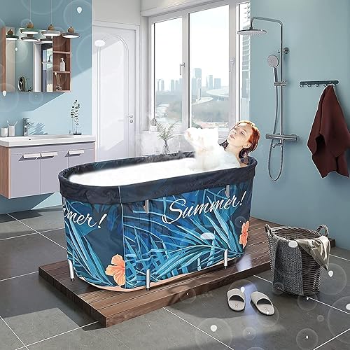 Kotsy Tragbare Badewanne für Erwachsene 120 x 57 x 57 cm,badewanne faltbar erwachsene mit 2 Ablauflöchern, Familien Badewanne mit Thermostatabdeckung eisbad(inkl. 10 Badetasche) - Cheap-Us