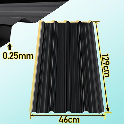 Cecaylie 12er Set Anthrazit Trapezbleche für Dachabdeckung – Langlebige, verzinkte Stahlplatten mit Rostschutz, für Carports, Schuppen und mehr, 7 m² - Cheap-Us