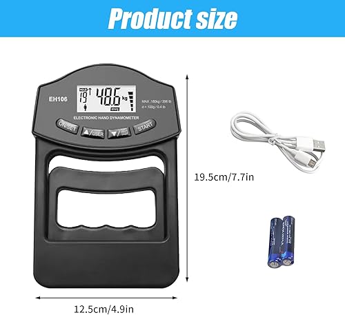 Digitaler Handkraftmessgerät 396lb/180kg, Hand-Dynamometer, Griffstärke-Messgerät/Trainer,Elektronische Griffkraft Messgerät,LED-Bildschirm mit USB-Ladekabel, Elektronischer Handgriff (Blau) - Cheap-Us