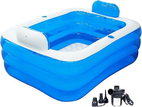 Kinbolas Aufblasbarer Pool,Badewanne Faltbare Aufblasbar für Erwachsene,Whirlpool Outdoor,Planschbecken für Balkon Garten,Pool Rechteckig mit Großer RüCkenlehne Sitz und GeträNkehalter - Cheap-Us