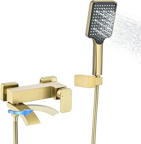 BAITUJIE Badewannenarmatur Schwarz, Mischbatterie Badewanne mit 3 Funktionen Handbrause Wasserhahn Bad Schwarz Matt mit 90° Drehbaren Auslauf Armaturen Badewanne - Cheap-Us