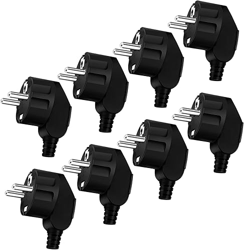 8 Stück Schuko Stecker 250V/16A Eurostecker Stromstecker Winkelstecker Stromstecker Schutzkontakt Stecker für 8-10mm Kabel für Haushaltsgeräten Kleingeräten - Cheap-Us