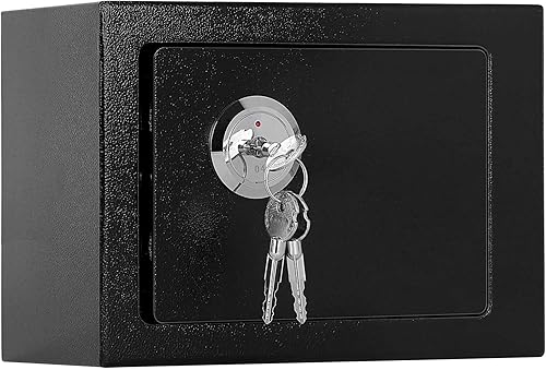 Trintion 6.4L Tresor Safe Möbeltresor Feuerfest Wasserdicht mit Schlüssel Doppelbartschloss Stahl Schwarz Dokumententresor Wand Safe Geldschrank Sicherheitsstufe 23 x 17 x 17 cm - Cheap-Us