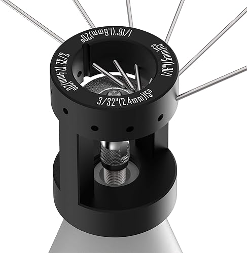 3mirrors Aluminium Wolfram Elektrodenschärfer Schleifkopf WIG-Schweißwerkzeug mit Trennschlitz, Multi-Winkel & Offsets, 5 x 25 mm Doppel-Diamant-Räder, 1 x Verbindungsstange - Cheap-Us