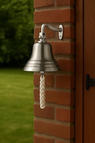 ACL Bar Home Pub Zubehör Handtürklingel - Wandmontierte Bar-Türklingel Nautische Dekorationen - Einzigartige Silberne Glocke mit Lauten und knackigen Klängen Ideal für Weihnachten, 5-Zoll-Pub - Cheap-Us