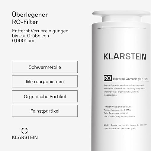 Klarstein PCT Ersatzfilter, Leitungswasser-Filter für Umkehrosmose-Filtersystem, Kompatibel mit PureLine 400/600/800 GPD, Entfernt Verunreinigungen, 1x Ersatz Untertisch-Wasserfilterpatrone - Cheap-Us