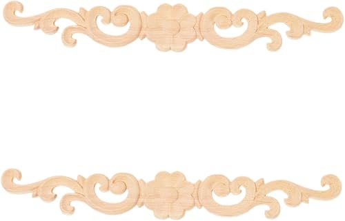 MUXSAM 2pcs 27 * 4cm Holz Skulptur Lang Corner Flourish Applique Blumenmuster Möbel Deko Europäischer Stil - Cheap-Us